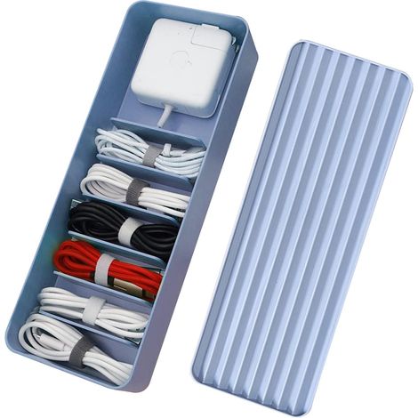 USB-Kabelmanagementbox für den Schreibtisch, Aufbewahrung für Ladegerät und Kabel, Schreibtisch-Organizer für Computer und Smartphone