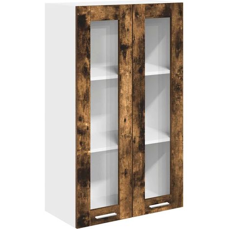 Armadio pensile di design moderno per interni 60 x 31 x 100 cm ampio spazio di archiviazione in legno multistrato rovere fumo 020053429