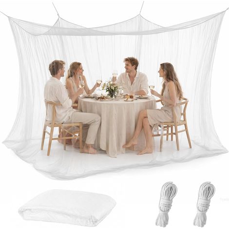 Moustiquaire d'extérieur - 300 x 300 x 250 cm - XXL - Maille fine 220 - Pour jardin, tonnelle, balcon, terrasse, lit double, camping - Blanc (1/5)