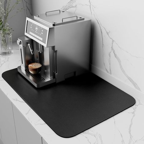 Tapis de café,Séchage Rapide Machine à Café,Tapis Absorbant Vaisselle Antidérapant Egouttoir pour Vaisselle,Bar,Machine Café (Noir, 30x50cm) Noir 30x50cm'Noir 30x50cm'Noir'30x50cm (1/5)