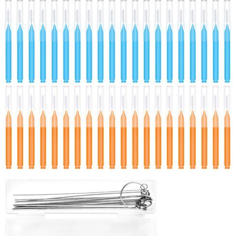 50pcs Outils Nettoyage Pommeau de Douche, Brosses Nettoyage Pommeau Douche Polyvalentes Pics de Multi-Tailles Anti-Obstruction pour Salle Bain Petits Trous et Espaces (Orange, Bleu) (1/5)