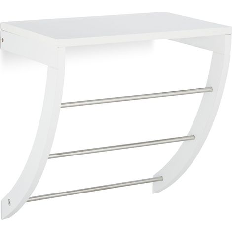 Portasciugamani da parete portaoggetti bagno 3 barre design pulito 60 x 20 x 10 cm in MDF bianco 130008138