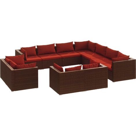 Maison Exclusive - 11-tlg. Garten-Lounge-Set mit Kissen Braun Pol (1/5)