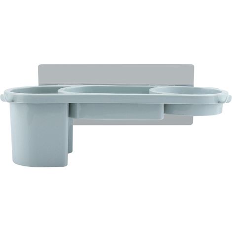 Support Mural Salle De Bain - Rangement Peigne Et Sèche-cheveux - Matériau PP Étanche - Installation Sans Perçage - Capacité 5kg - Bleu (1/5)