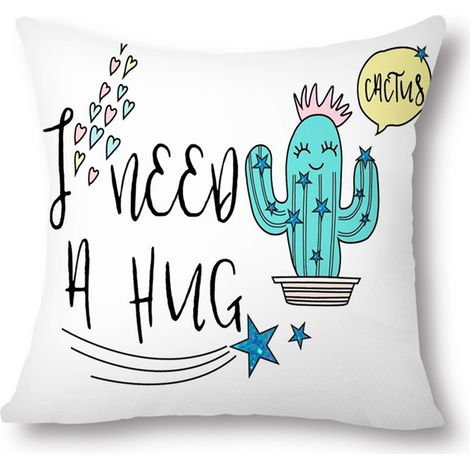 Housse de coussin décorative motif cactus tropical, 50 x 50 cm, en coton, pour canapé, lit ou sofa (style B). (1/2)