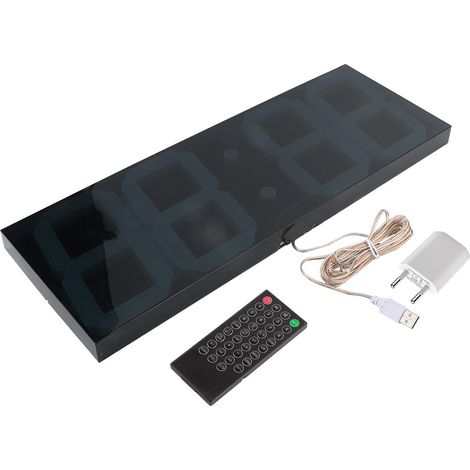 Moderne digitale Wanduhr mit Spiegel und LED-Beleuchtung für Wohnzimmer, Büro oder Geschäft, Weitbereichs-Netzteil 100–240 V (1/5)