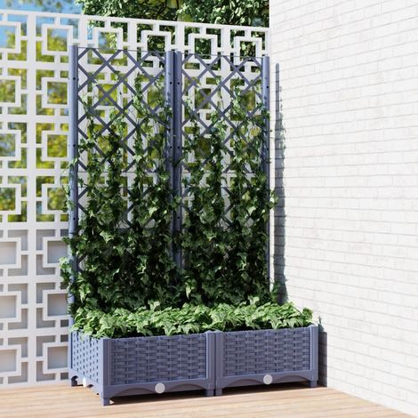 Bac à fleurs,Jardinière avec treillis Gris foncé 80x40x121,5 cm PP -12659 (1/5)