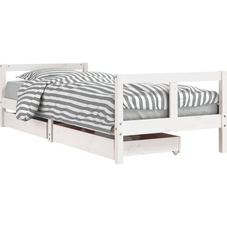 Lit Simple,Lit enfant,Cadre de lit enfant tiroirs blanc 80x200 cm bois de pin massif CFW8560634 (1/5)