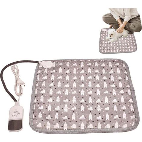 Coussin Chauffant pour Chat, Couverture chauffante Chat électrique imperméable, Tapis Chauffant pour Chien et Chat, Coussins Chauffants Anti-Morsure pour Chiot avec minuterie numérique (1/4)
