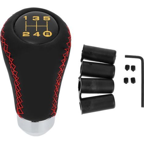 Speed Manual Car Gear Shift Knob with Genuine Leather and (1/5)