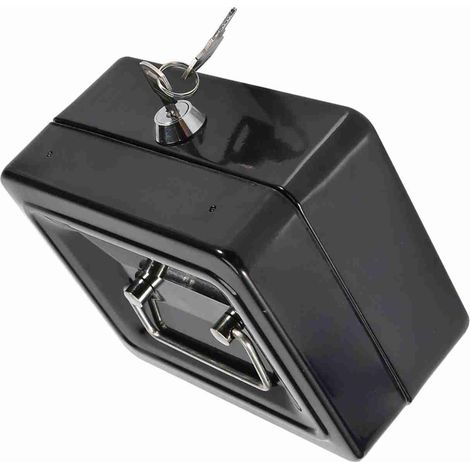 Mini caja de seguridad portátil de hierro para monedas de plata con llave, caja doméstica negra con 2 llaves y compartimentos (dimensiones 15x12x7,5 cm) (1/5)