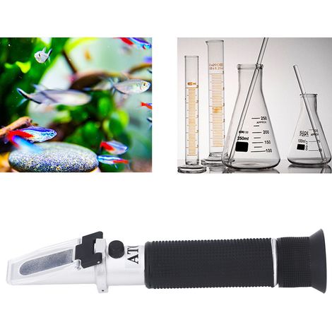 Réfractomètre d'eau salée pour l'élevage de poissons marins d'aquarium, appareil de mesure de la densité et de la salinité à double échelle, salinomètre optique 0-100 PPT et 1,000-1,070 avec ATC. (1/5)