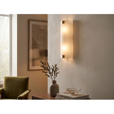 Flache Wandleuchte PURA Glaslampenschirm Gold, Höhe 40cm