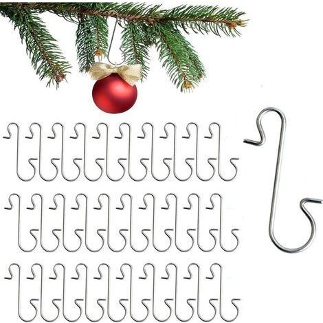100 Pièces Crochets D'Ornement de Noël,Cintre Suspension Arbre Noël,Crochet pour Boules Noël en Forme de S,Noël Crochets Cintres,Attache Boule de Noel pour Accrocher Décoration Noël (argent) (1/5)