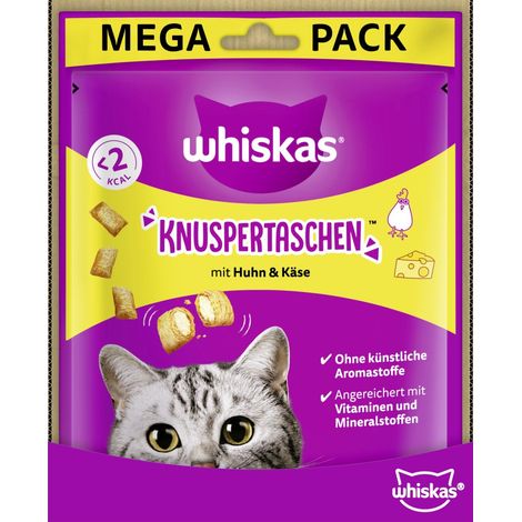 Whiskas Katzensnack Knuspertaschen mit Huhn und Käse 180 g Katzenleckerlis