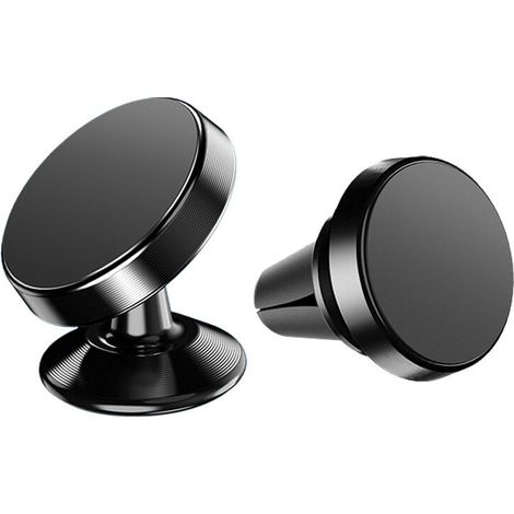 Support Telephone Voiture, porte Téléphone Voiture Universel 360° Rotation, Magnetique portable Aimant Adhésif pour Smartphone, Compatible pour Phones ou appareils GPS-Noir 2PCS (1/2)