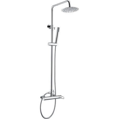 Columna de ducha con un rociador extraplano de diseño moderno y de acabado cromado Milos de Imex