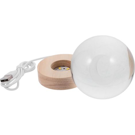 Lampe Boule Led Lune Veilleuse Sphère Avec Socle Bois (1/5)