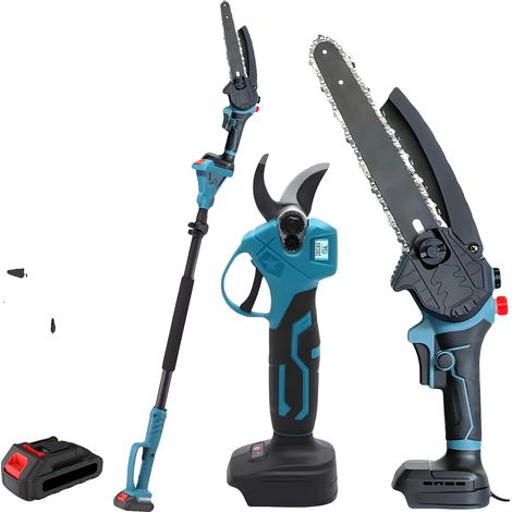 Elektrische Kettensäge, 1000W Leistung, 21V Spannung, Teleskopstange (1,2 bis 2 m), 3 cm Scherenöffnung, 18000 U/min Leerlaufdrehzahl (1/5)