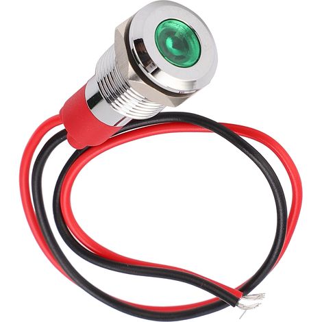 Voyant lumineux LED étanche métal 10mm 3-6V DC, petit voyant industriel à fil, composant de contrôle pour panneau, IP67, signalisation puissance, témoin compact. (1/5)