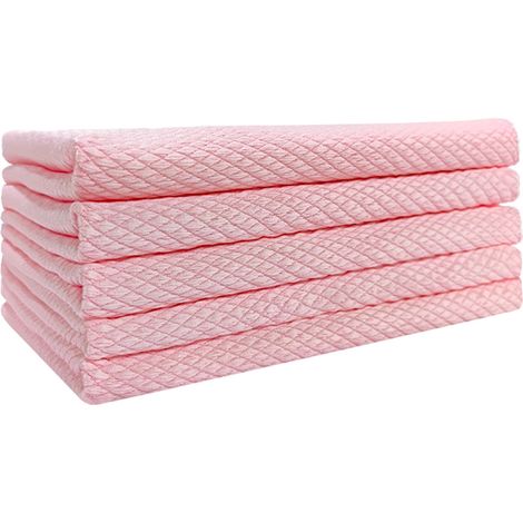 Chiffon De Cuisine - Microfibre Velours Corail - 30 X 40 Cm - Absorbant Rapide Séchage - Pour Vaisselle Mobilier Voiture Fenêtres - Lot De 5 (1/5)