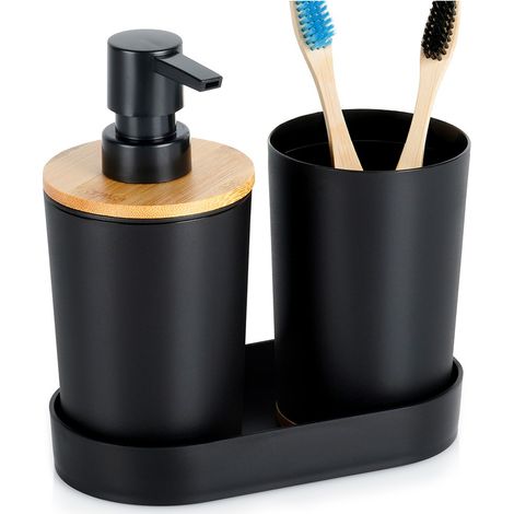 Schwarzes Badezimmer-Set, Badezimmeraccessoires, 3-teiliger Becherspender