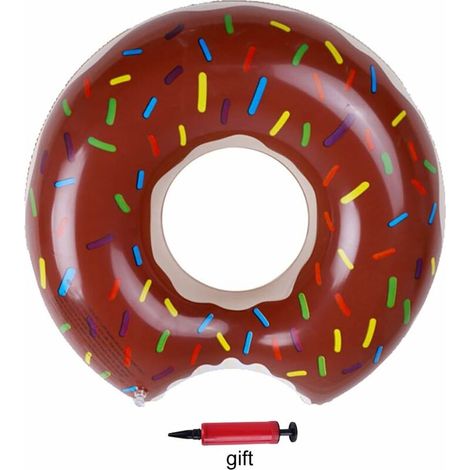 Green Mobility-Anneau de Natation Gonflable Donut Bouée Donuts Bouée Gonflable pour Piscine Forme de Donut Anneau Flottant Matelas Pneumatique Grand Jouet de Plage de Piscine D'été Brown 90cm (1/5)