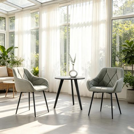 Chaises de salle à manger design, pack de 2 fauteuils modernes à dossier ergonomique, assises rembourrées confortables, style contemporain pour cuisine et salle à manger. (1/5)