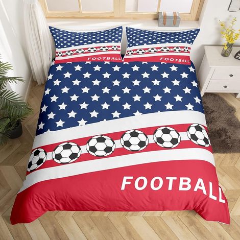 Soccer Sets de Housse de Couette Rugby Sports Parure de Lit 200x200cm Ball Jeux Housse de Couette pour Flag Basket avec 2 taies d'oreiller Parure Housse de Couette - 200 x 200 cm (1/5)