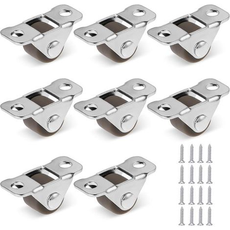 Set di 8 rotelle per mobili - 12 cm - Rotelle in gomma con piastra in acciaio - Per mobili ed elettrodomestici (1/5)