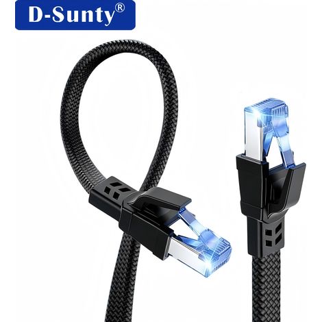 cm Cat 8 Ethernet-Kabel – Flaches Highspeed-Internetkabel (40 Gbit/s, 2000 MHz), 26 AWG, geflochtenes Netzwerkkabel, geschirmtes RJ45-LAN-Kabel für den Innenbereich, kompatibel mit Gaming-PCs, PS5, Xb (1/5)