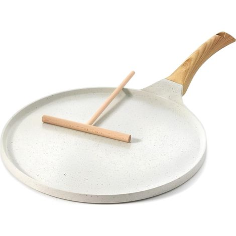 Poêle spéciale pizza et crêpes, poêle antiadhésive pour la maison, compatible gaz et induction, poêle universelle pour raviolis, neuve blanche 26 cm (1/5)