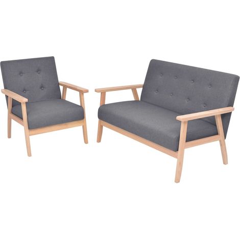 Ensemble Canapés droits de relaxation 2 pcs Canapé relax - Canapé de salon Tissu Gris foncé BV648797 - BonneVie (1/5)