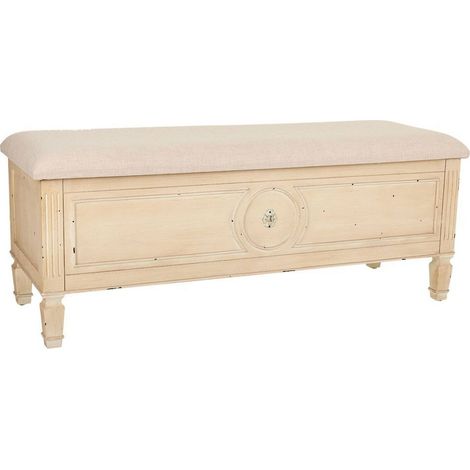 Banc coffre tissu beige assise confortable avec rangement - beige antique tissu naturel (1/5)