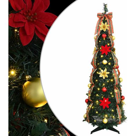 Árbol de Navidad artificial con 100 LED Verde 155 cm PVC vidaXL