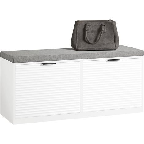 Banco Zapatero con 2 Solapas Armario Multifuncional para Entrada con Acolchado Cojín 105 x 35 x 48 cm Blanco FSR147-W SoBuy ES (1/5)