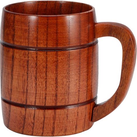 Chope en bois avec anse pour bière, vin, thé, café - Tasses à boisson vaisselle de cuisine (1/5)