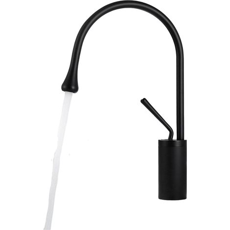 Robinet de salle de bain avec bras pivotant à 360° et design en goutte, mitigeur universel en laiton à poignée unique, profil bas (1/5)