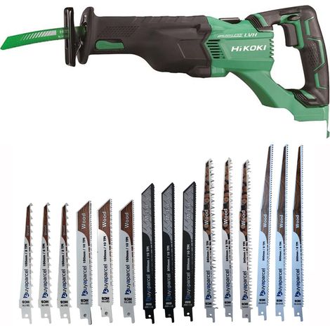 HiKOKI CR18DBLJ4Z Brushless Reciprocating Saw 18V Recip Saw Bare + 15 Blades (1/2)