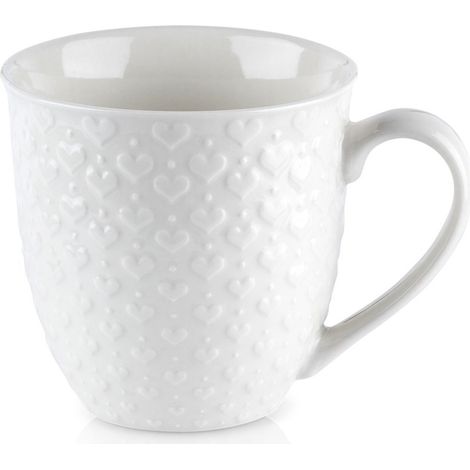 Tazza grande in ceramica per bevande, caffè, tè, erbe aromatiche, bianca, 580 ml (1/5)