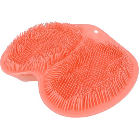Tapis gratte-pieds silicone antidérapant pour douche, masseur plantaire à ventouses puissantes, homme femme, rouge (1/5)