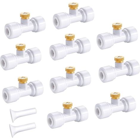 Paquete de 10 boquillas atomizadoras de latón para sistemas de refrigeración exterior boquillas de repuesto, camisetas y tapones para tubos de 0,64 cm. (1/5)