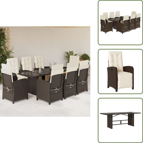Cuscini da seduta - vidaXL Set da Pranzo da Giardino 9pz con Cuscini Marrone in Polyrattan - Cuscini da schienale