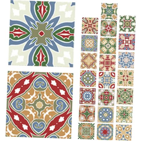 24pièces Stickers Carrelage Autocollants Vintage Pour Salle De Bain Et (1/5)
