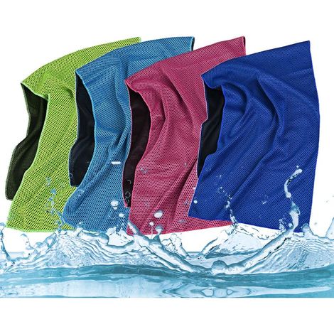 Serviette Rafraîchissante - Microfibre - 30 x 80 cm - Pour Fitness Yoga Randonnée Camping Golf - Lot de 4 avec Sac Étanche (1/5)