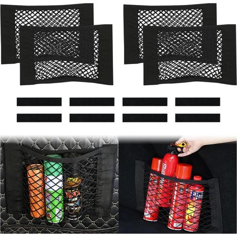 Filet de coffre en maille avec fermeture auto-agrippante pour voiture, filet de rangement extensible universel, organisateur mural pour coffre (50 x 25 cm)