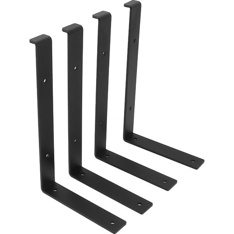 Lot de 4 supports d'étagère en L en fer, supports métalliques en forme de L pour la maison, la cuisine, le bureau, le garage et la salle de bain, 30 cm / 11,8 pouces
