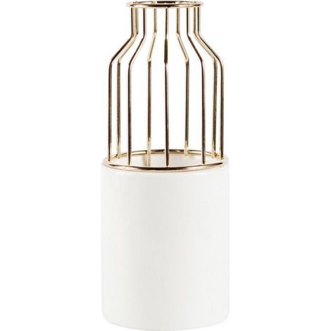 1 Vase, Céramique, Fer forgé, Blanc, Support intégré, Décoration intérieur extérieur (1/5)