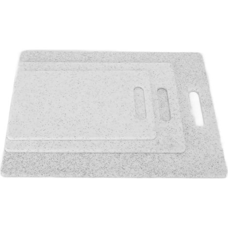 Ensemble de 3 planches à découper motif marbre réversible - Accessoire de cuisine (Blanc) (1/5)