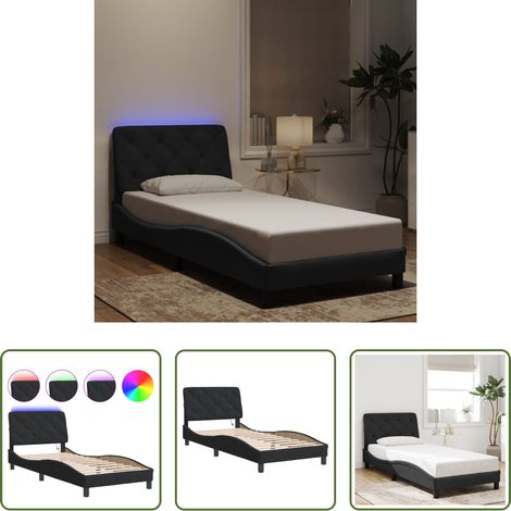 LED-Leuchten - Bettgestell mit LED ohne Matratze Schwarz 80x200 cm Samt (1/5)